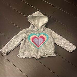 Falls Creek Kids gray with blue & pink heart zip up sweatshirt hoodie 12M NWOT